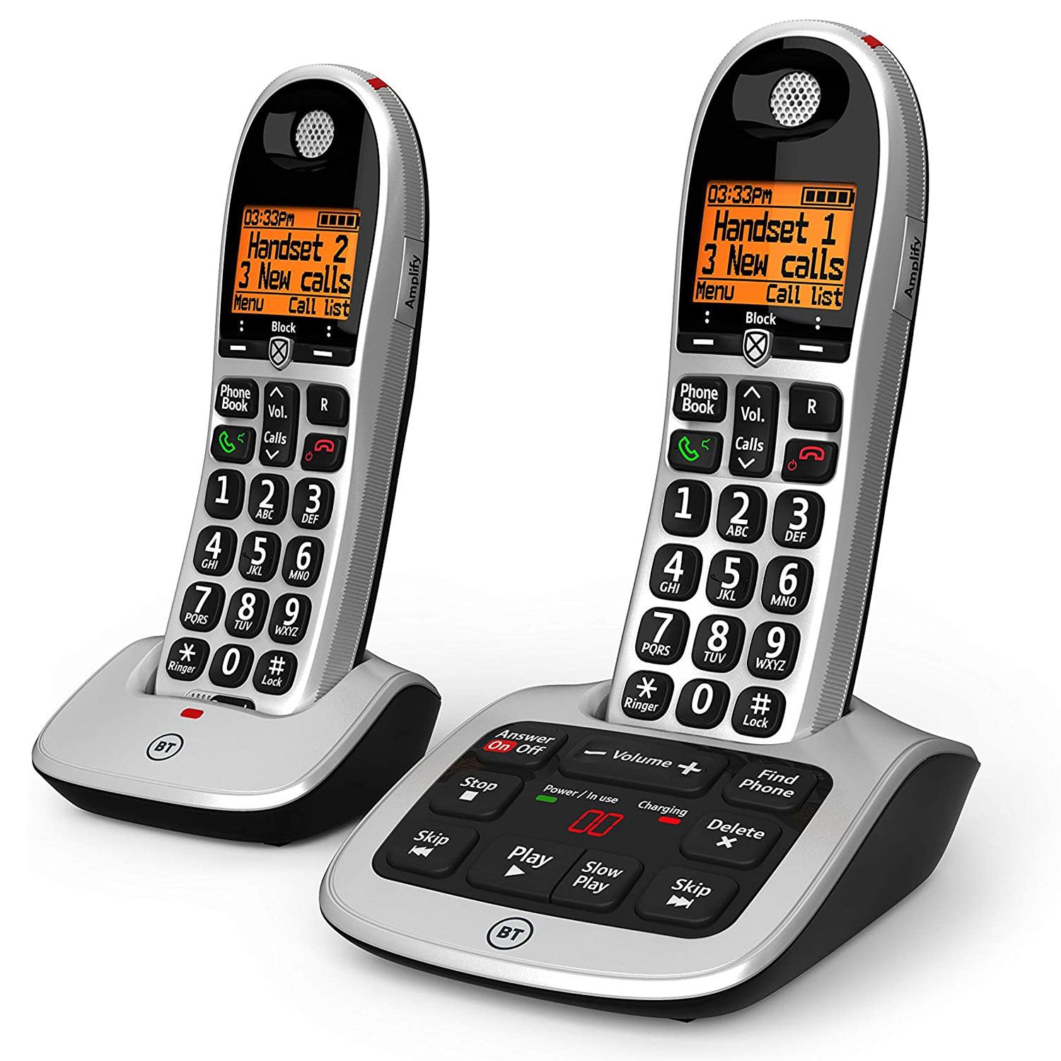 BT Twin Cordless Phone With Answer Machine (silver)