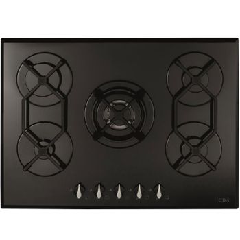 CDA HVG721BL 70cm Gas Hob - Black Glass